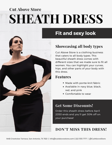 Clothing Sell Sheet Template