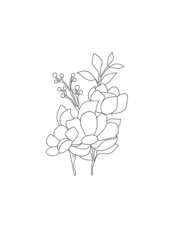 Free Watercolor Wedding Flower Coloring Page Template to Edit Online