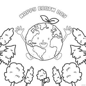 Happy Earth Day Coloring Page