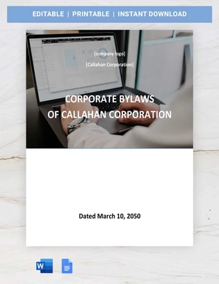 Single Owner Corporate Bylaws Template