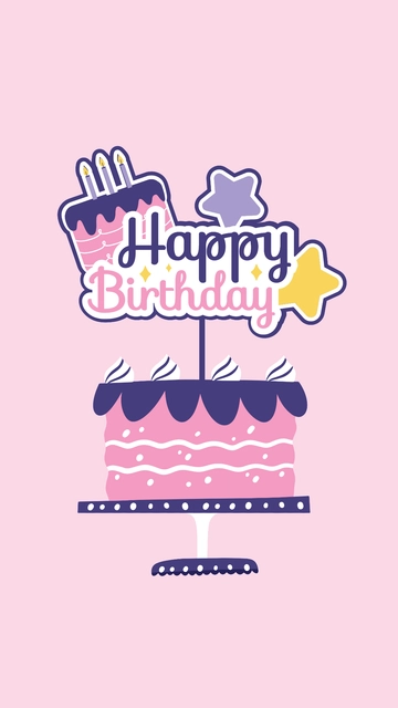 Free Happy Birthday Cake Topper Mobile Background Template to Edit Online