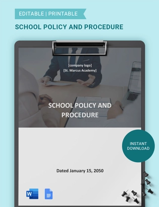School Policy And Procedure Template