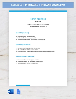 Sprint Roadmap Template