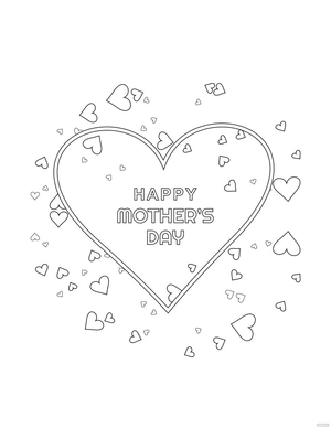 Happy Mother's Day Heart Coloring Page