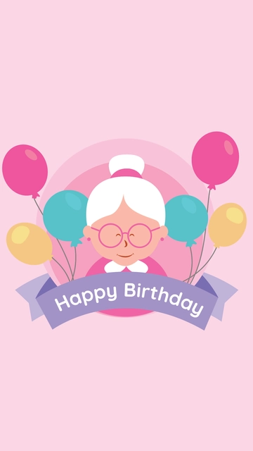 Free Happy Birthday Grandma Mobile Background Template to Edit Online