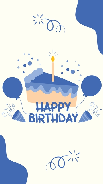 Free Blue Happy Birthday Mobile Background Template to Edit Online