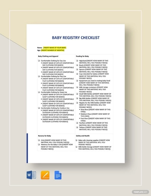 Baby Registry Checklist Template Baby Registry Checklist Template