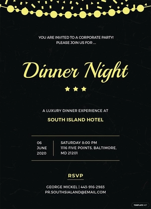 Company Dinner Night Invitation Template
