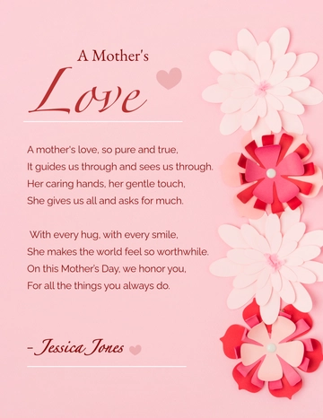 Free Mothers Day Poem Template to Edit Online