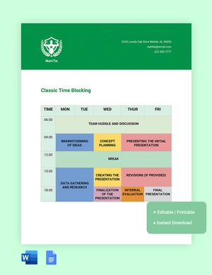 Classic Time Blocking Template