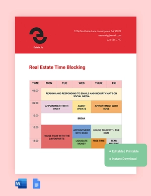 Real Estate Time Blocking Template