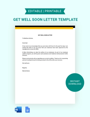Get Well Soon Letter Template