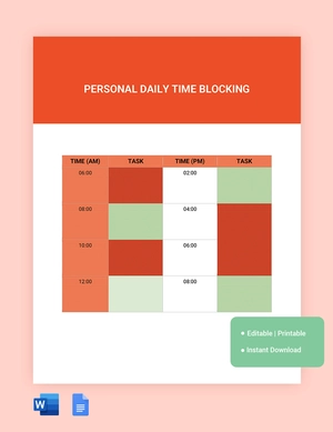 Time Blocking Schedule Template