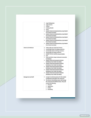 Restaurant Checklist Template