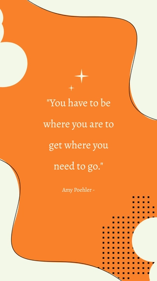Amy Poehler - You have to be where you are to get where you need to go.