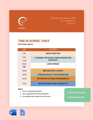 Realtor Time Blocking Template