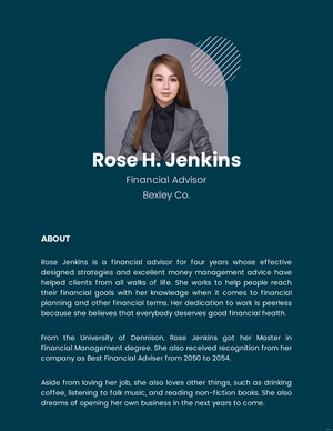 Professional Bio For A Financial Advisor