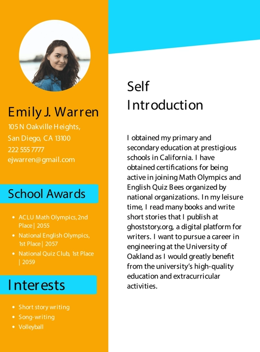 Free Student Self Introduction Template to Edit Online