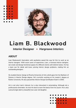 Professional Bio Template For Interior Designer