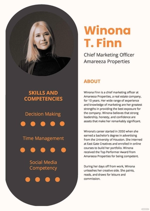 Professional Bio Template For Marketing