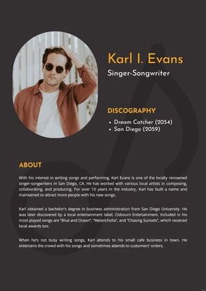 Professional Bio Template For Musician
