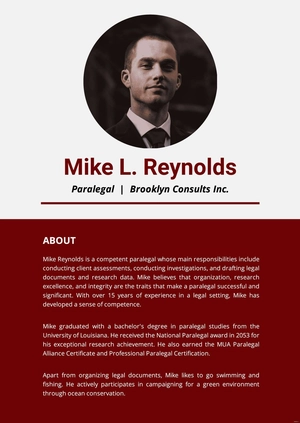 Professional Bio Template For Paralegal