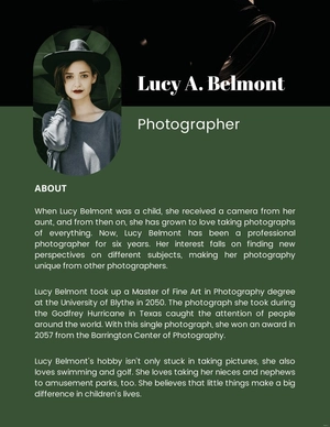 Professional Bio Template For Photographer