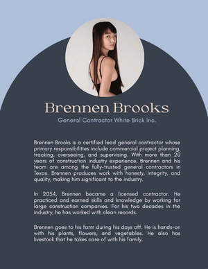Professional Bio Template For Building Contractor