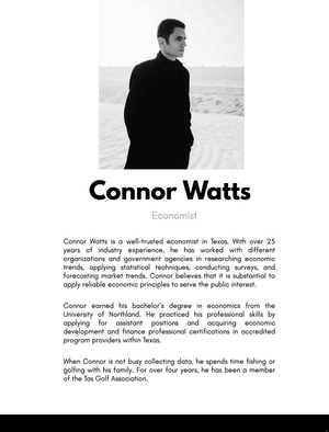 Professional Bio Template For Economist