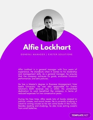 Professional Bio Template For General Manager