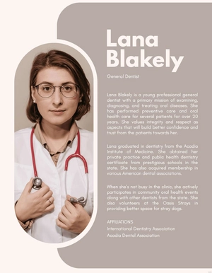 Professional Bio Template For Dentist