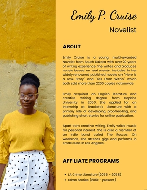 Professional Bio Template For Author