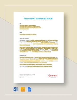 Restaurant Marketing Report Template Restaurant Marketing Report Template