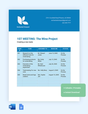 Meeting Action Items Tracker Template