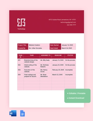 Rolling Action Item (RAIL) Template