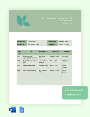 Project Management Action Item Log Template