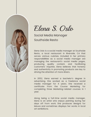Professional Bio Template For Social Media Manager