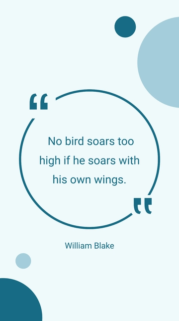 Free William Blake - No bird soars too high if he soars with his own wings. Template to Edit Online