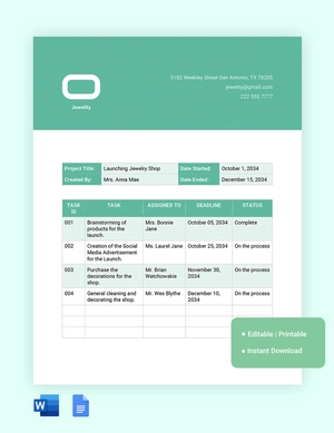 Rolling Action Item List Template