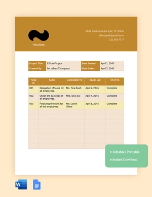 Weekly Action Items Template