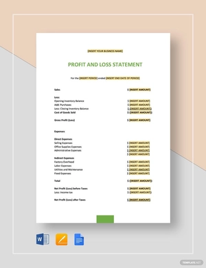 Profit and Loss Statement Template Profit and Loss Statement Template