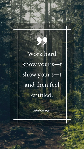 Mindy Kaling - Work hard know your s—t show your s—t and then feel entitled.