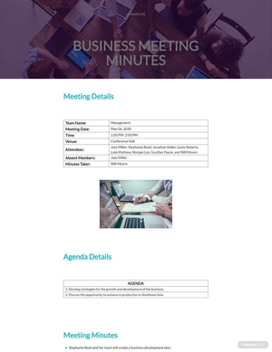 Sample Business Meeting Minutes Template