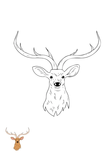 Free Deer Head Coloring Page Template to Edit Online