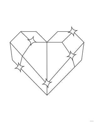 Diamond Heart Coloring Page Outline