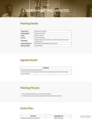 Church Meeting Minutes Template