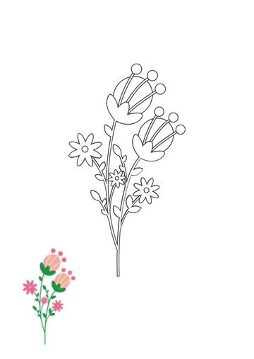 Free Pink Floral Coloring Page Template to Edit Online