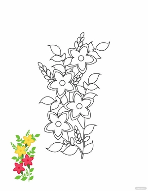 Pink And Yellow Floral Coloring Page