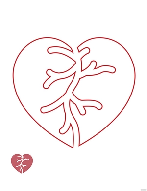 Red Broken Heart Coloring Page