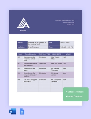 Follow Up Action Item Template